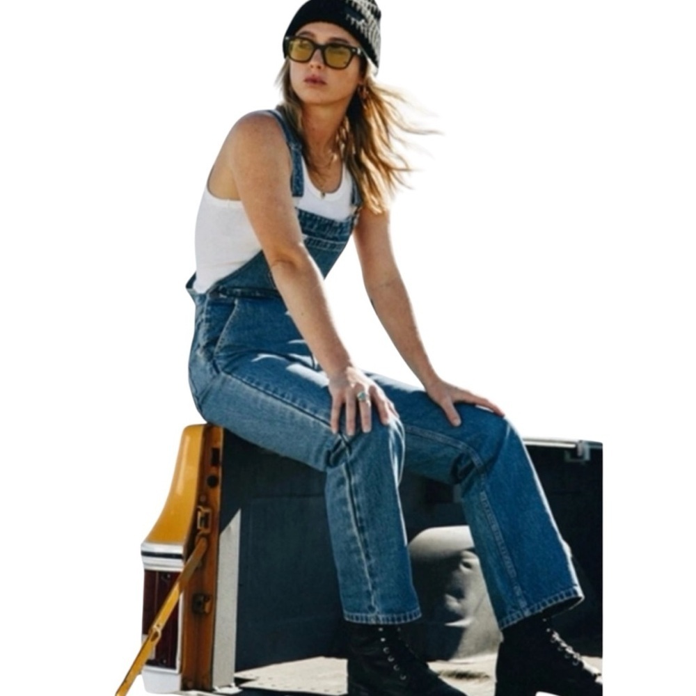 ATWYLD Denim Overalls Blue Cotton Straight Leg Motocycle Biker Size Extra Small